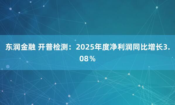 东润金融 开普检测：2025年度净利润同比增长3.08％