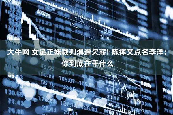 大牛网 女足正妹裁判爆遭欠薪! 陈挥文点名李洋: 你到底在干什么